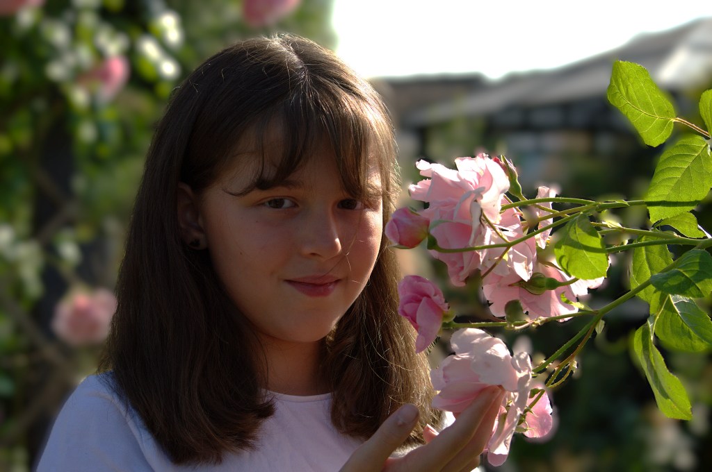 Rosie enjoying some roses