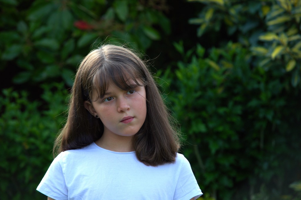 Rosie deep in thought outside